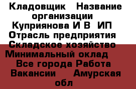 Кладовщик › Название организации ­ Куприянова И.В, ИП › Отрасль предприятия ­ Складское хозяйство › Минимальный оклад ­ 1 - Все города Работа » Вакансии   . Амурская обл.